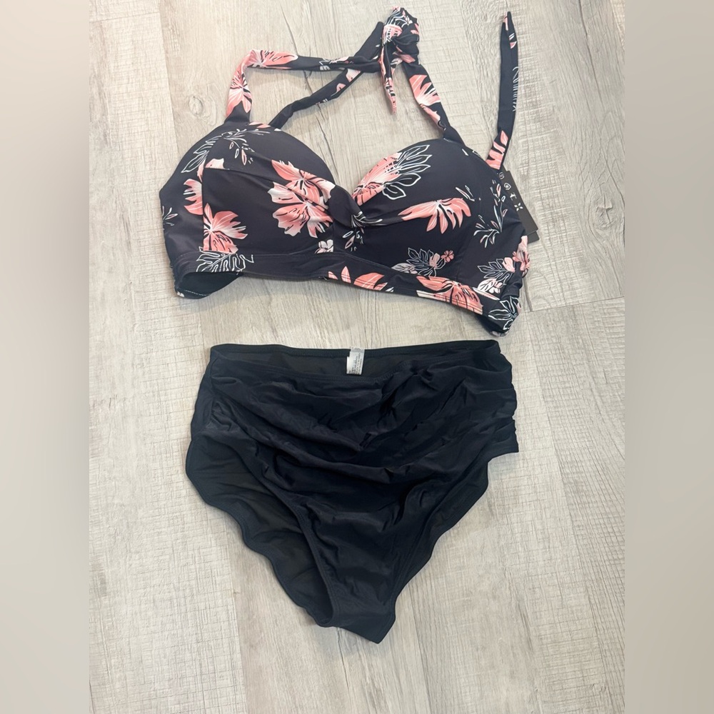 Black and Orange Bikini Set Swimwear